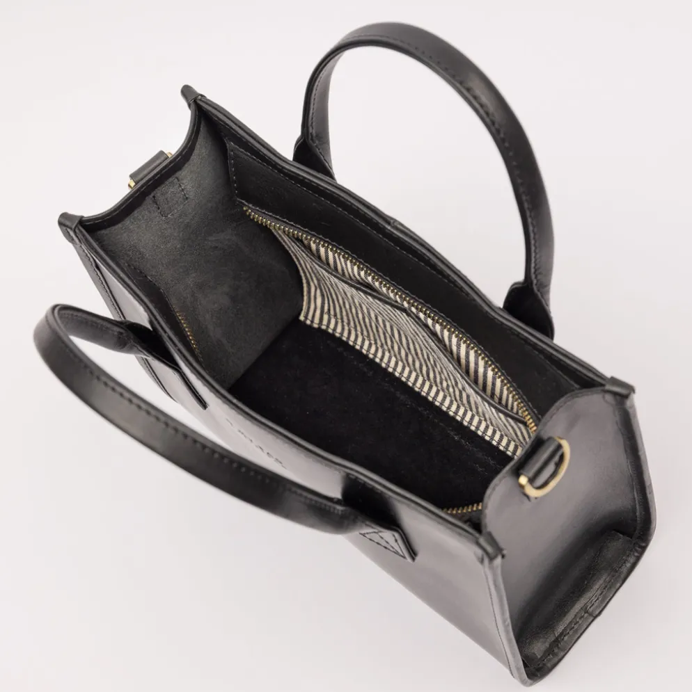 O My Bag Ledertasche JACKIE MIDI inkl. Ledergurt Black klassisches Leder