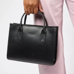 O My Bag Ledertasche JACKIE MIDI inkl. Ledergurt Black klassisches Leder