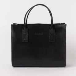 O My Bag Ledertasche JACKIE MIDI inkl. Ledergurt Black klassisches Leder