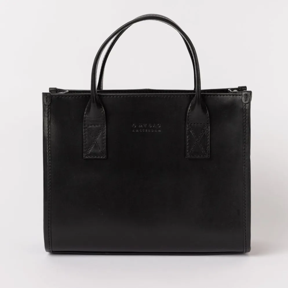 O My Bag Ledertasche JACKIE MIDI inkl. Ledergurt Black klassisches Leder
