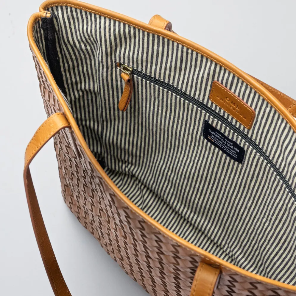 O My Bag Ledertasche Shopper GEORGIA Cognac Woven klassisches Leder