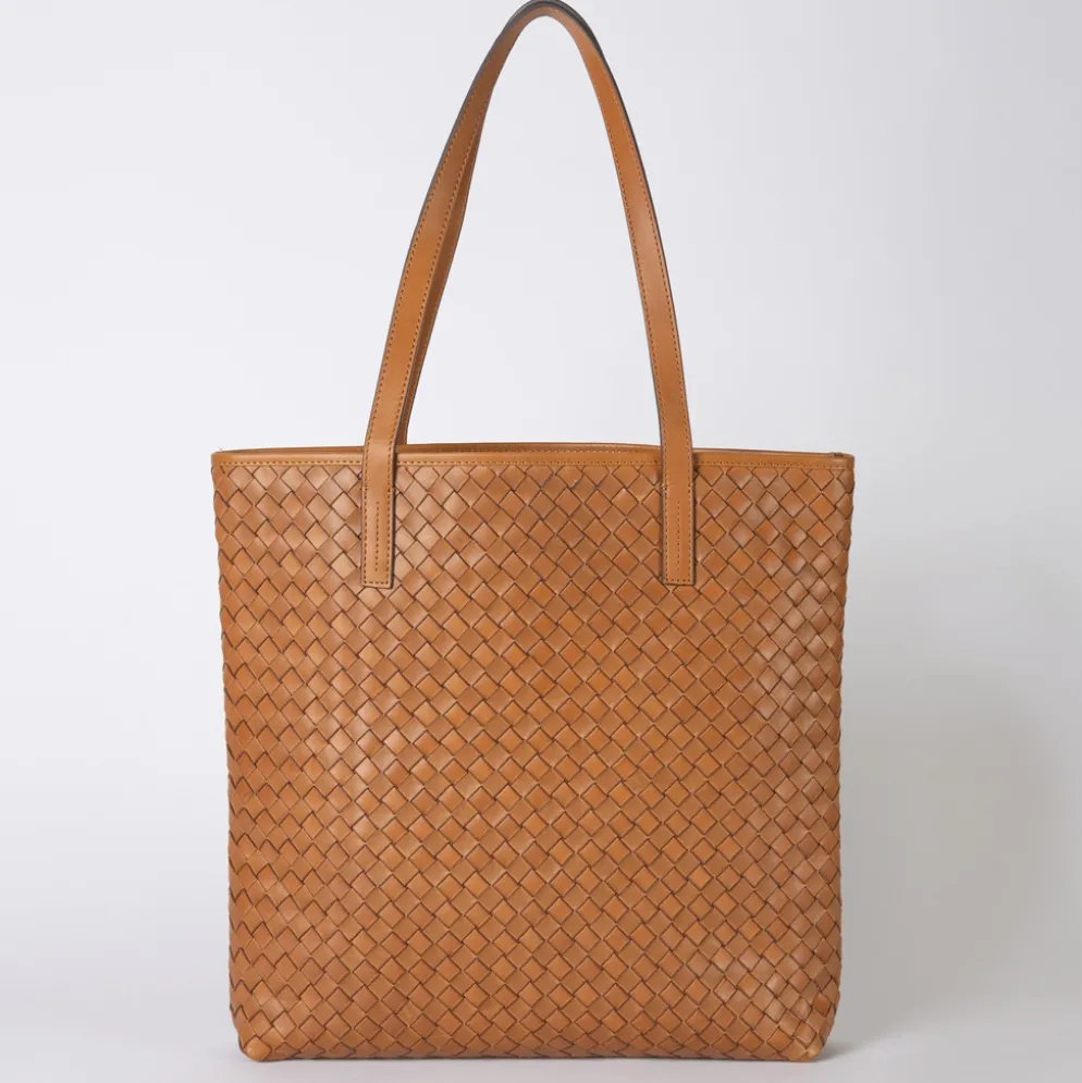 O My Bag Ledertasche Shopper GEORGIA Cognac Woven klassisches Leder