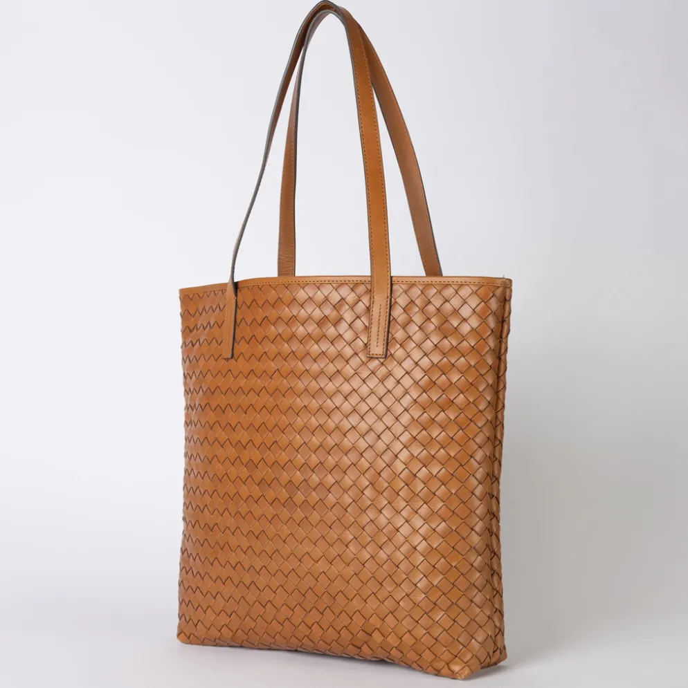 O My Bag Ledertasche Shopper GEORGIA Cognac Woven klassisches Leder