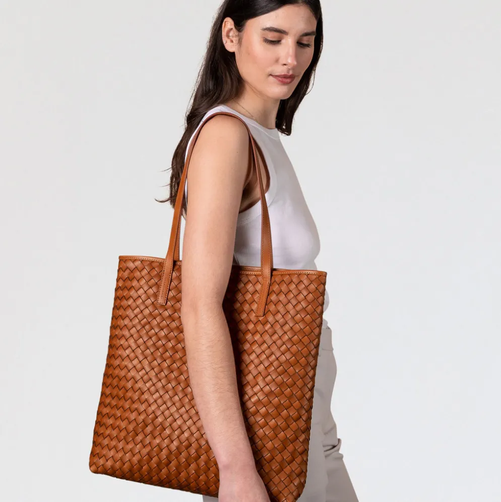 O My Bag Ledertasche Shopper GEORGIA Cognac Woven klassisches Leder