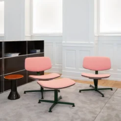 raawii Ottoman Dark green / Stoffbezug pink