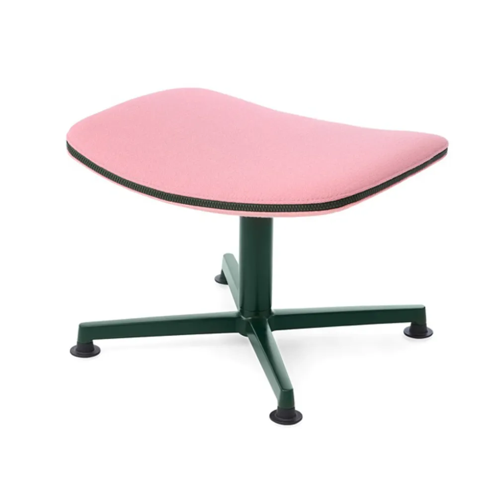 raawii Ottoman Dark green / Stoffbezug pink