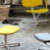 raawii Ottoman Light grey / Stoffbezug yellow