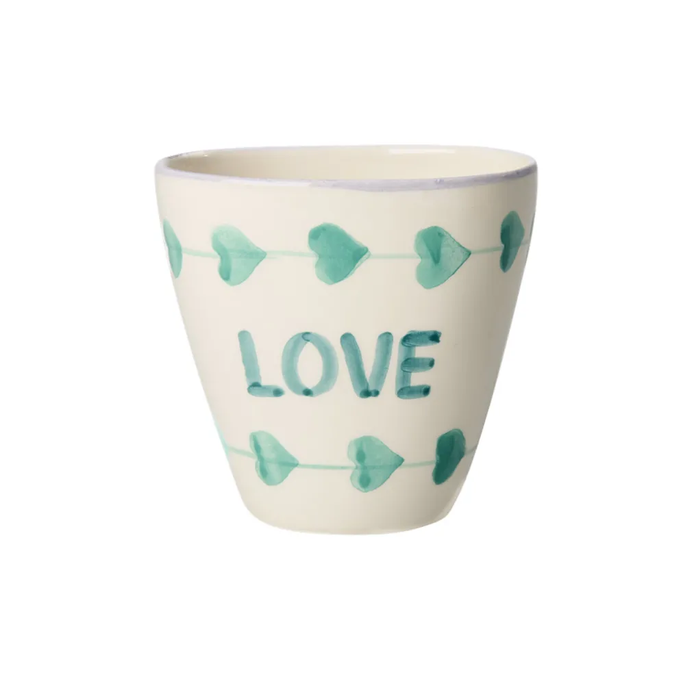 Rice Becher Keramik oval handbemalt Green LOVE 300 ml