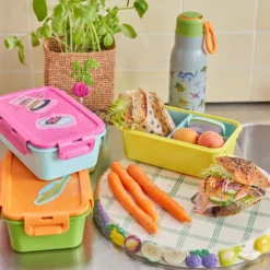 Rice Brotdose Lunchbox mit 3 Segmenten Soft Green/Blue
