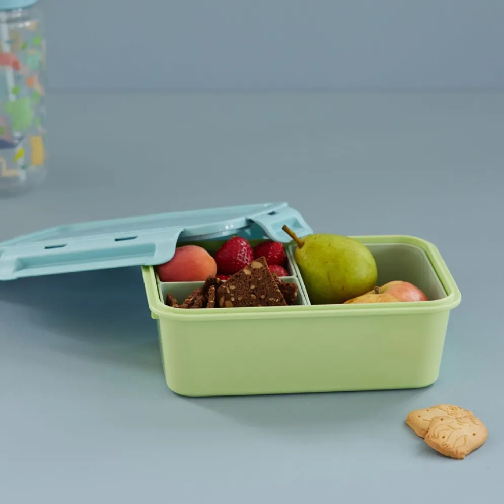 Rice Brotdose Lunchbox mit 3 Segmenten Soft Green/Blue