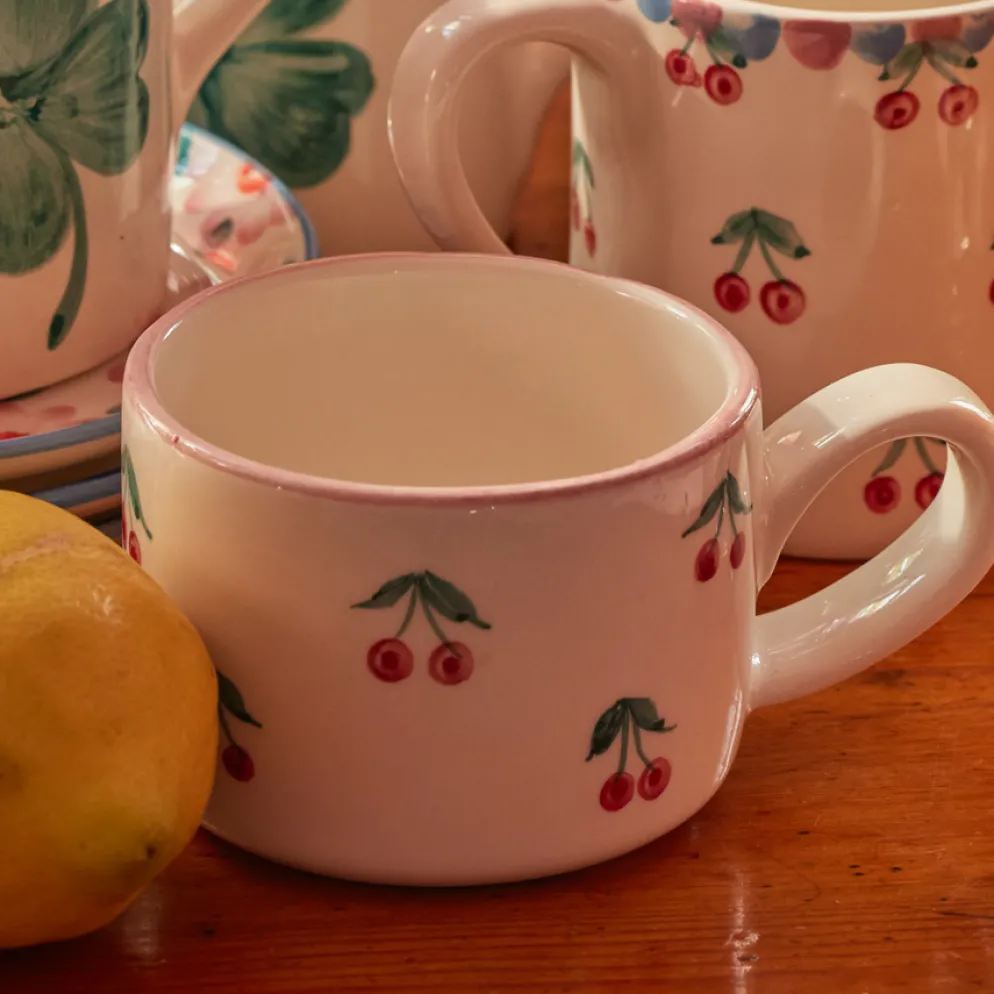 Rice Cappuccino-Tasse Keramik handbemalt Cherries 200 ml