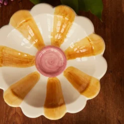 Rice Dip-Schale Keramik handbemalt Stripes Pink/Orange/Yellow 3er-Set