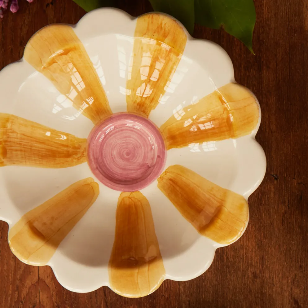 Rice Dip-Schale Keramik handbemalt Stripes Pink/Orange/Yellow 3er-Set