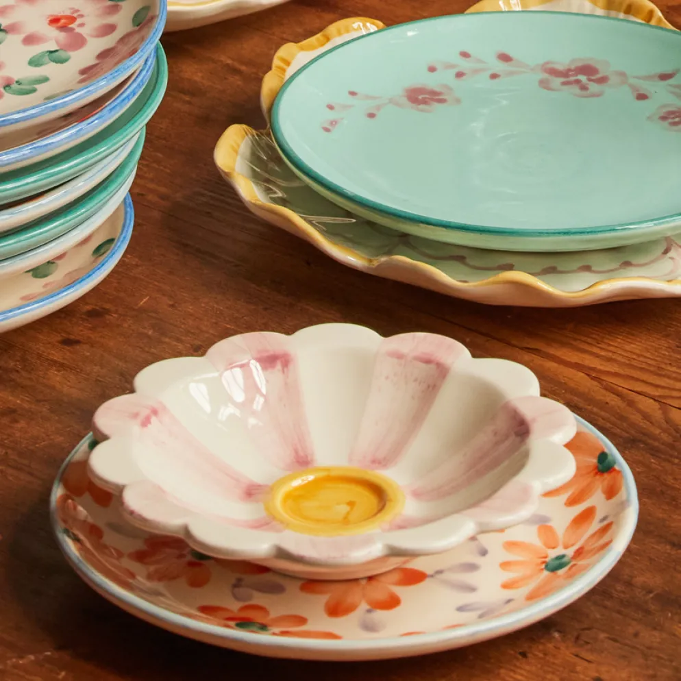 Rice Dip-Schale Keramik handbemalt Stripes Pink/Orange/Yellow 3er-Set