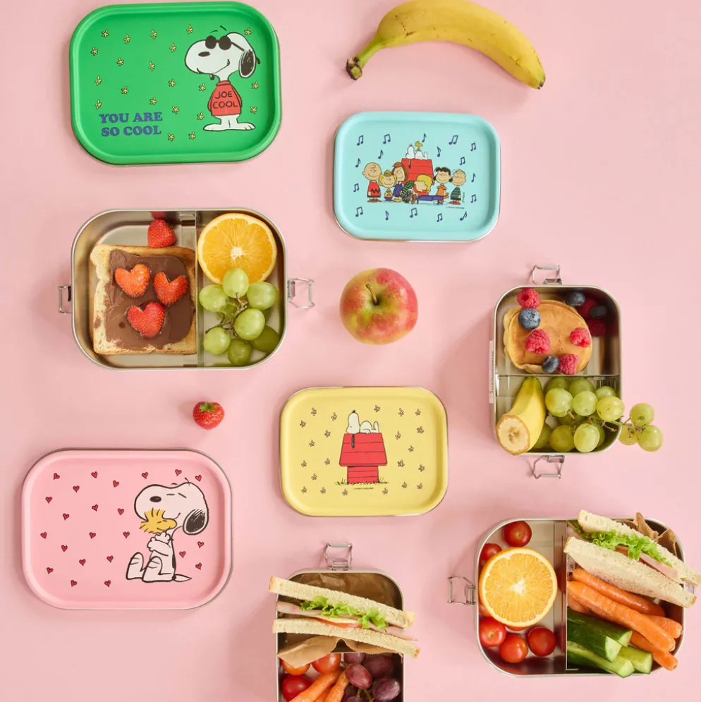 Rice Edelstahl Lunchbox Brotdose mit flexiblem Trenner Pink Snoopy 1400 ml