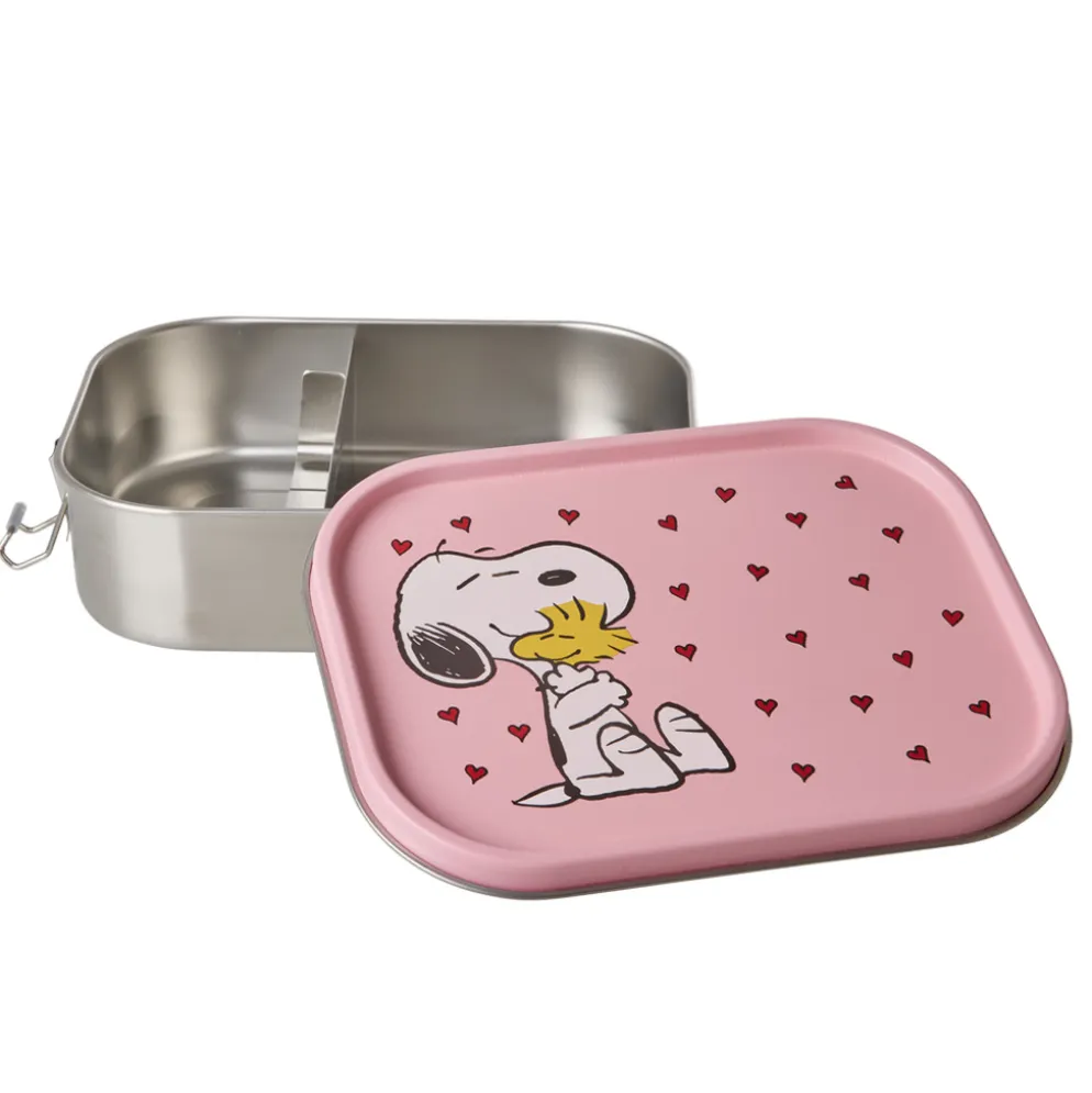 Rice Edelstahl Lunchbox Brotdose mit flexiblem Trenner Pink Snoopy 1400 ml