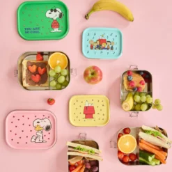 Rice Edelstahl Lunchbox Brotdose mit flexiblem Trenner Green Snoopy 1400 ml