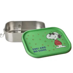 Rice Edelstahl Lunchbox Brotdose mit flexiblem Trenner Green Snoopy 1400 ml