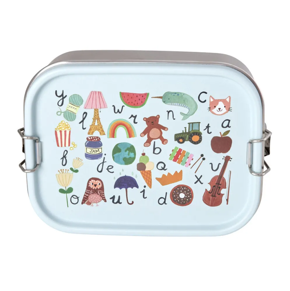 Rice Edelstahl Lunchbox Brotdose mit flexiblem Trenner ABC Blue 800 ml