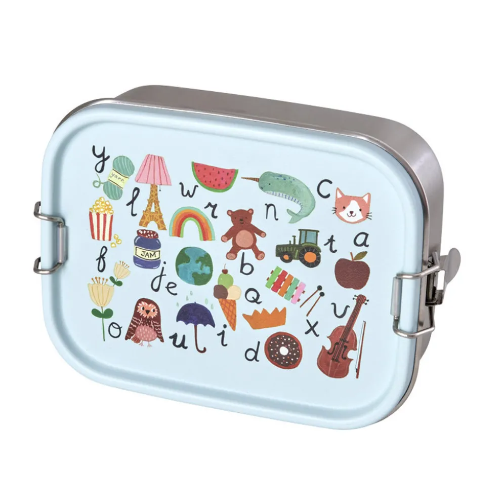 Rice Edelstahl Lunchbox Brotdose mit flexiblem Trenner ABC Blue 800 ml