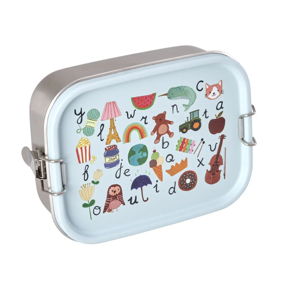 Rice Edelstahl Lunchbox Brotdose mit flexiblem Trenner ABC Blue 800 ml