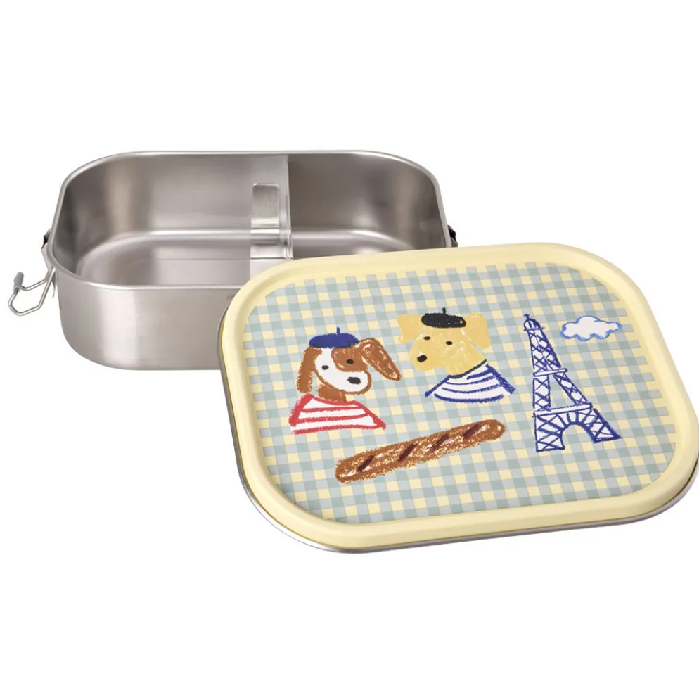 Rice Edelstahl Lunchbox Brotdose mit flexiblem Trenner Blue Kids Paris 1400 ml