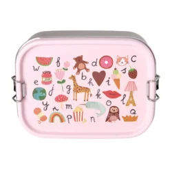 Rice Edelstahl Lunchbox Brotdose mit flexiblem Trenner ABC Pink 800 ml