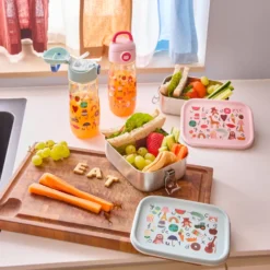 Rice Edelstahl Lunchbox Brotdose mit flexiblem Trenner ABC Pink 800 ml