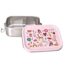 Rice Edelstahl Lunchbox Brotdose mit flexiblem Trenner ABC Pink 800 ml