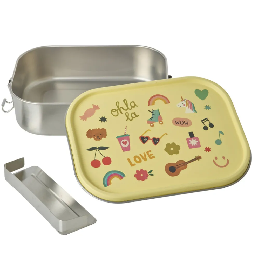 Rice Edelstahl Lunchbox Brotdose mit flexiblem Trenner Unicorn Love 1400 ml