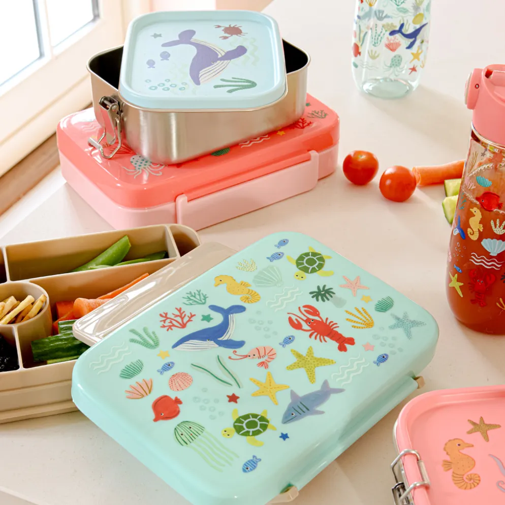 Rice Edelstahl Lunchbox Brotdose mit flexiblem Trenner Coral Ocean 800 ml