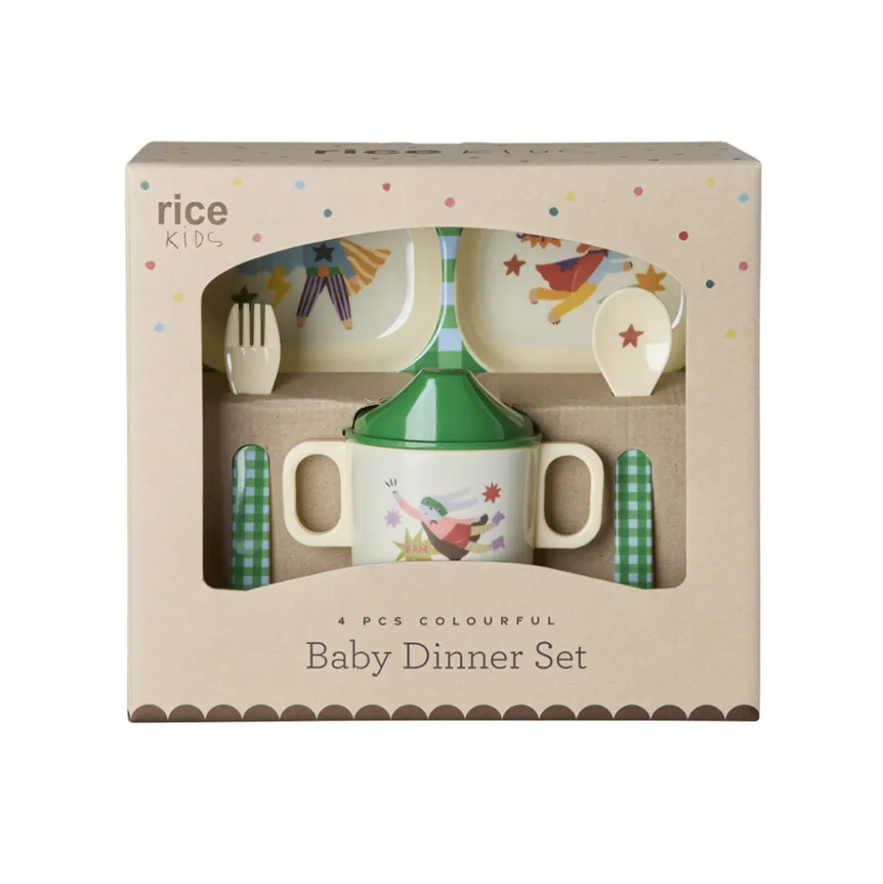 Rice Geschirr Baby Geschenkbox Hero Green 4-teilig