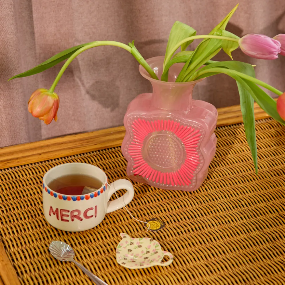 Rice Keramik Cappuccino-Tasse handbemalt MERCI