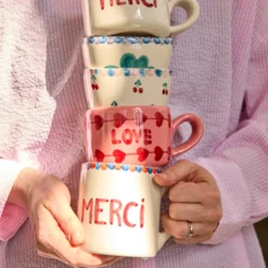 Rice Keramik Cappuccino-Tasse handbemalt LOVE