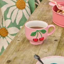 Rice Keramik Tasse Red Cherries Pink 250 ml.