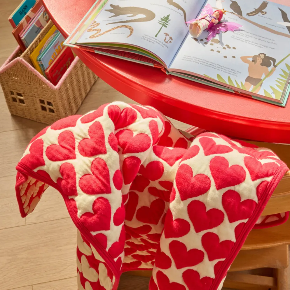 Rice Kinderdecke Quilt Heart Cream/ Red