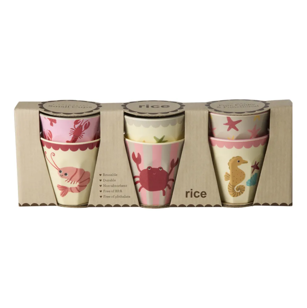 Rice Melamin Becher Coral Ocean Prints 160 ml 6er-Set