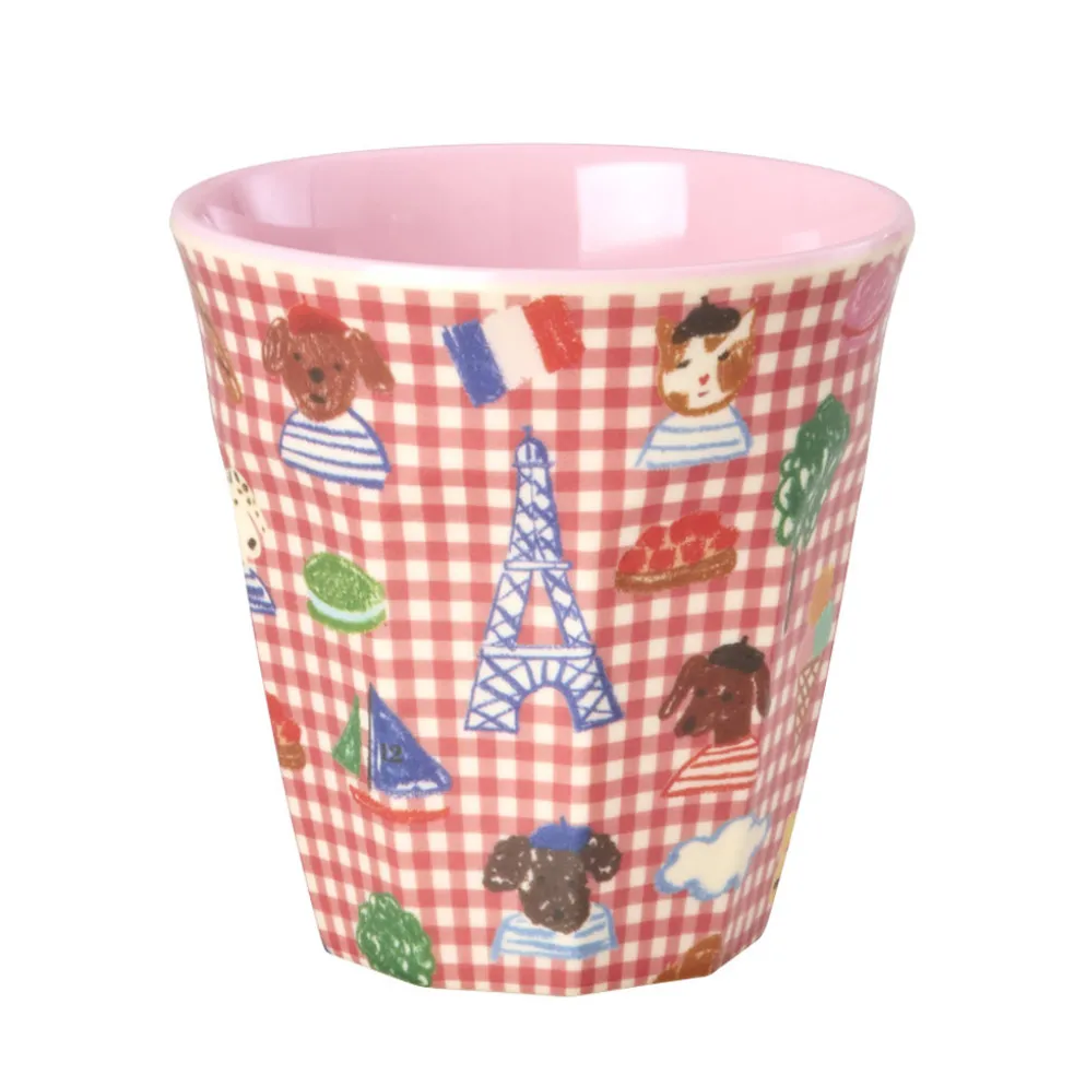 Rice Melamin Becher Red Kids in Paris Pink 250 ml