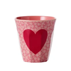 Rice Melamin Becher Two Tone Heart Coral Medium