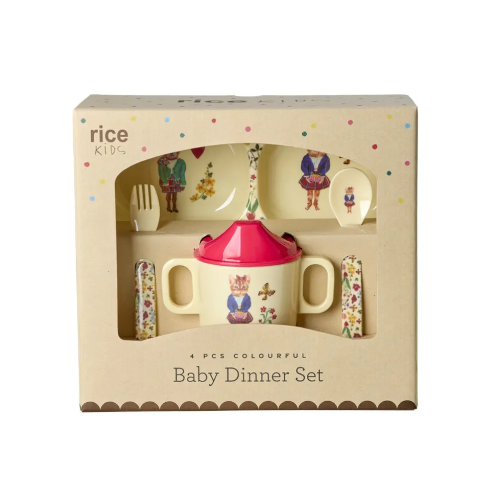 Rice Melamin Geschirr Baby Geschenkbox Nathalie Lété Cream 4-teilig