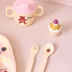 Rice Melamin Geschirr Baby Geschenkbox Pink ABC 4-teilig