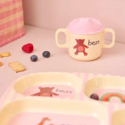 Rice Melamin Geschirr Baby Geschenkbox Pink ABC 4-teilig