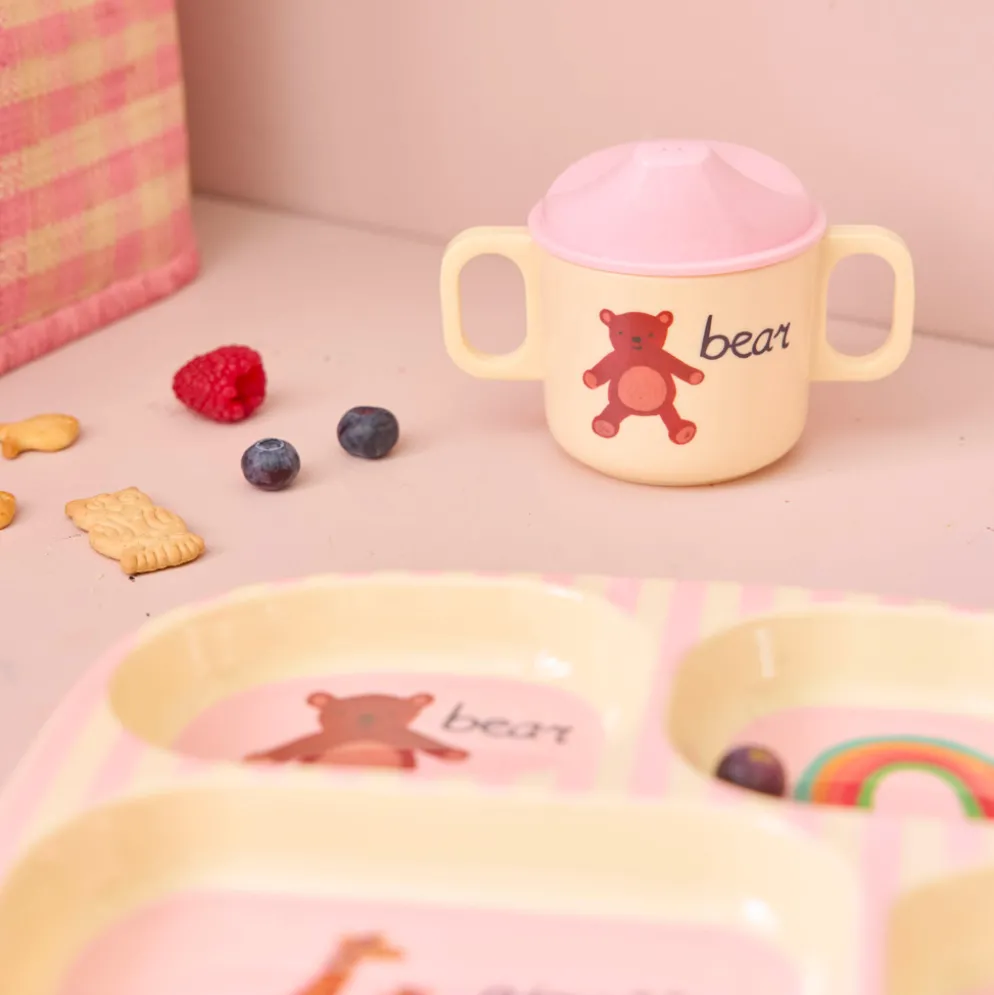 Rice Melamin Geschirr Baby Geschenkbox Pink ABC 4-teilig