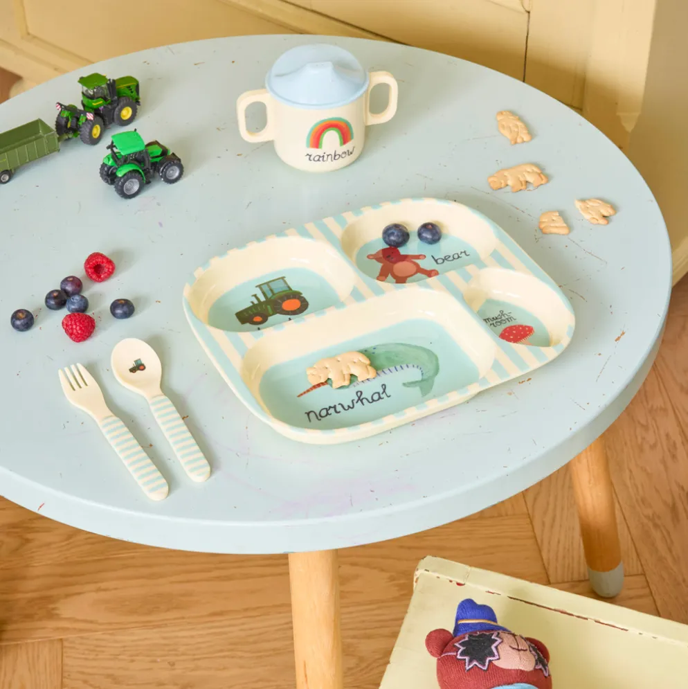 Rice Melamin Geschirr Baby Geschenkbox Blue ABC 4-teilig