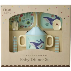 Rice Melamin Geschirr Baby Geschenkbox Blue Ocean 4 teilig