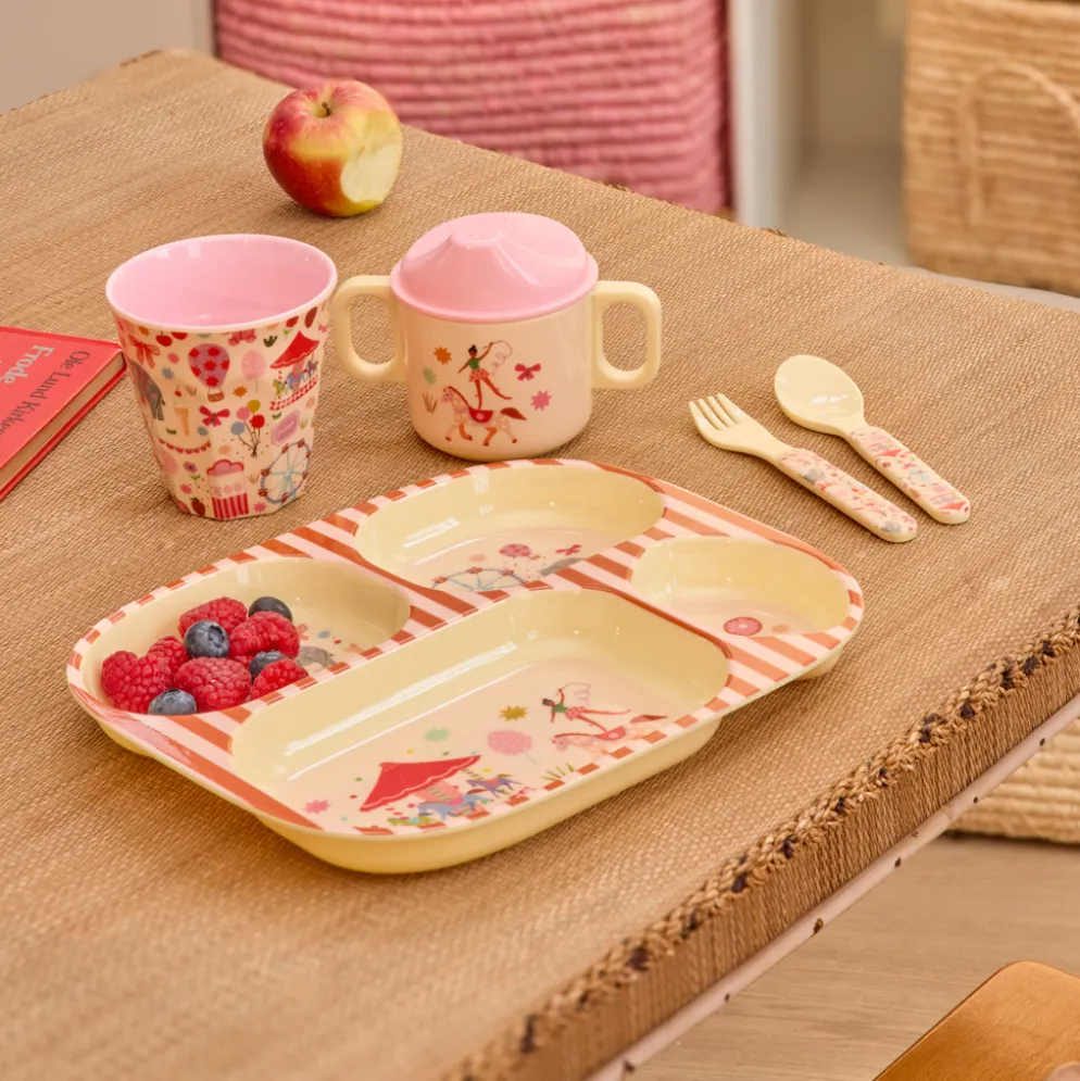 Rice Melamin-Geschirr Baby Geschenkbox Fun Fair Pink 4-teilig