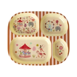 Rice Melamin-Geschirr Baby Geschenkbox Fun Fair Pink 4-teilig