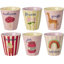 Rice Melamin Kinderbecher ABC 6er-Set 160 ml