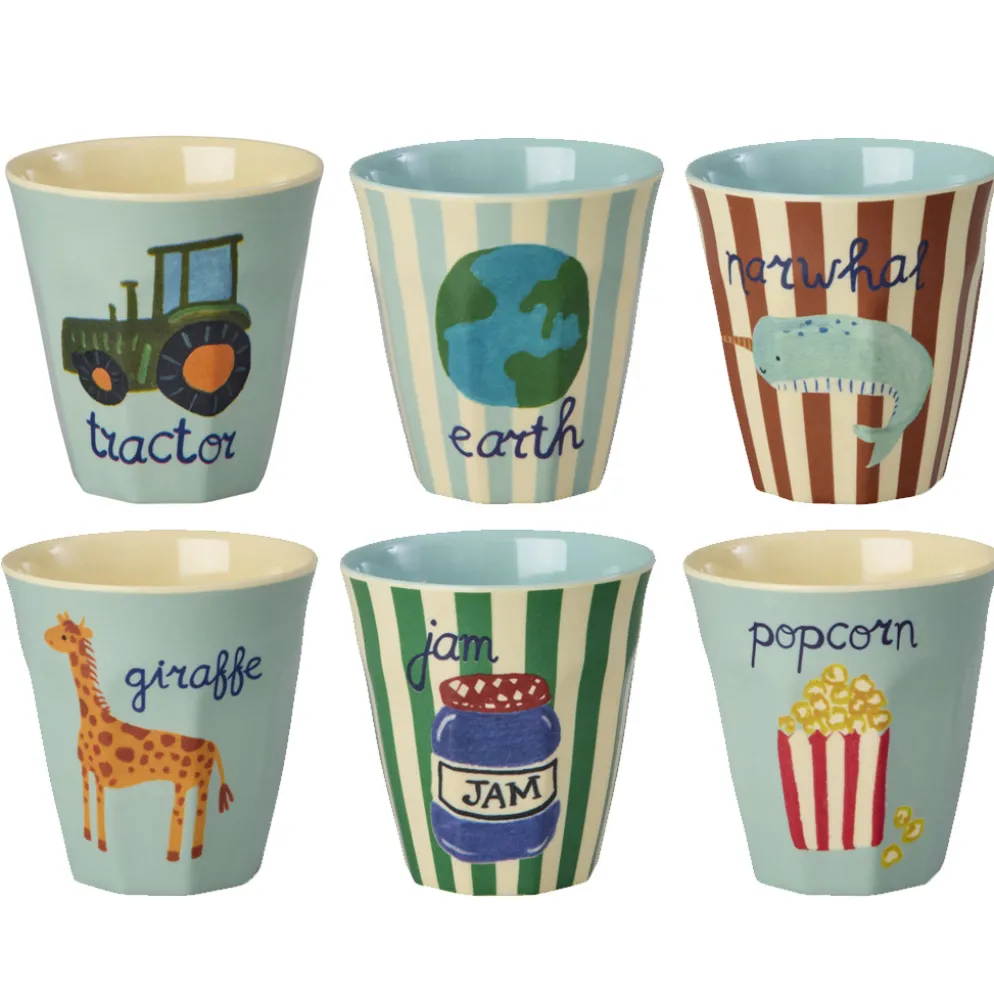 Rice Melamin Kinderbecher ABC 6er-Set 160 ml