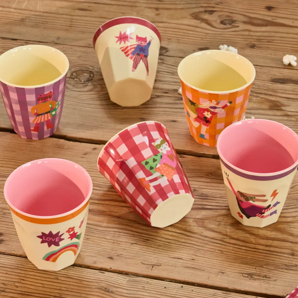 Rice Melamin Kinderbecher Hero Pink 6er-Set